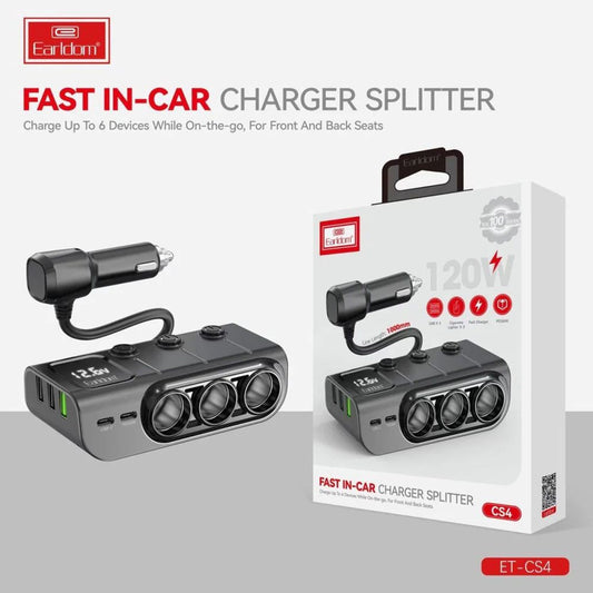 Cigarette Lighter Splitter | 3S | 3.1A | 2U — Earldom ES-CS4