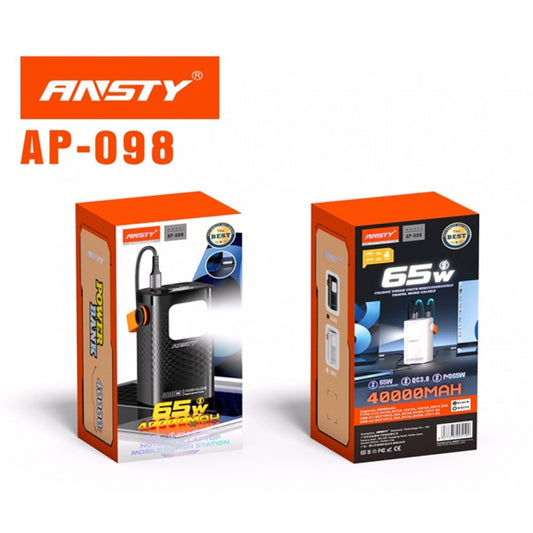 Power Bank 40000 mAh | PD65W+22.5W — Ansty AP-098 — Black