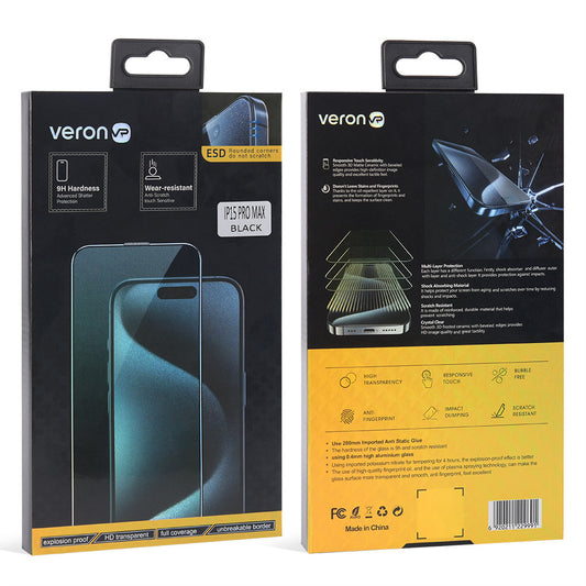 Захисне скло Veron ESD Big ARC edge — iPhone 14 Pro ; 15 Black