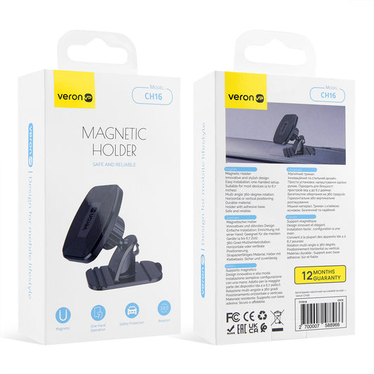 Magnetic car holder with adhesive base — Veron CH16