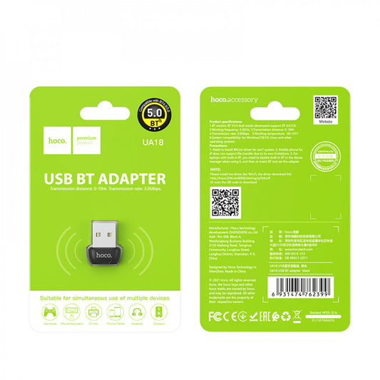 Bluetooth Adapter USB 5.0 Hoco UA18 – Black