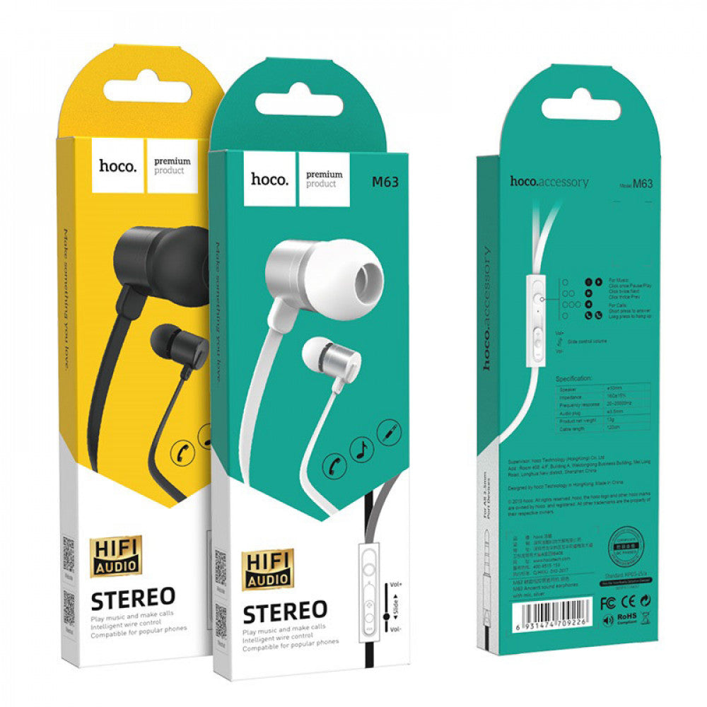 Навушники з мікрофоном 3.5mm — Hoco M63 Ancient sound — Black