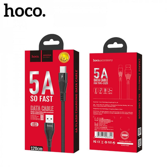 Кабель USB C 5A (1.2m) — Hoco U53 — Black
