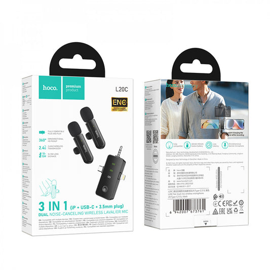 Wireless Digital Microphone ā Hoco L20C Fair (iP/Type-C/3.5)
