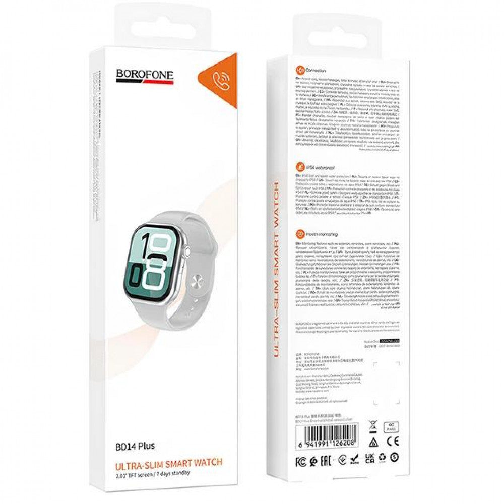Smart Sports Watch (Call Version) Borofone BD14 Plus — Silver