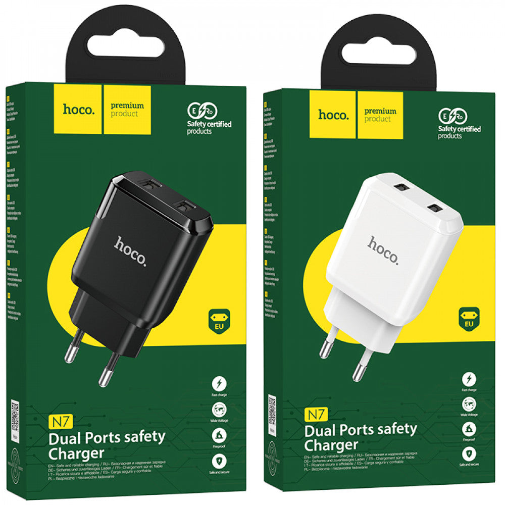 Home Charger 2.1A 2U Hoco N7 – Black