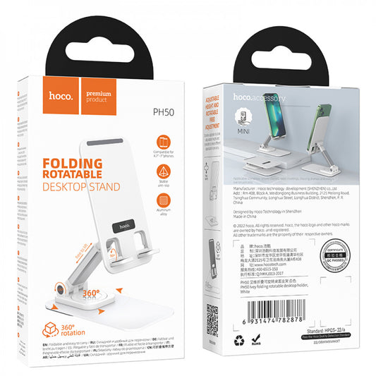 Holder – Hoco PH50 Ivey folding rotatable desktop holder – white