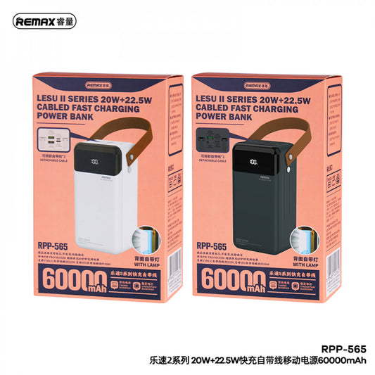Power Bank 60000 mAh – Remax RPP-565 20W+22.5W Fast charging – Gray