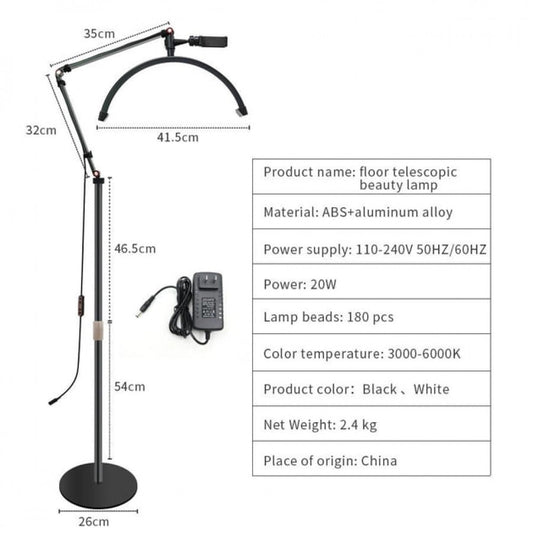 LED video lamp HD-M2X 20W White color 3200-5600K light:180pcs 40cm 87-132cm Alloy lamp head+metal support