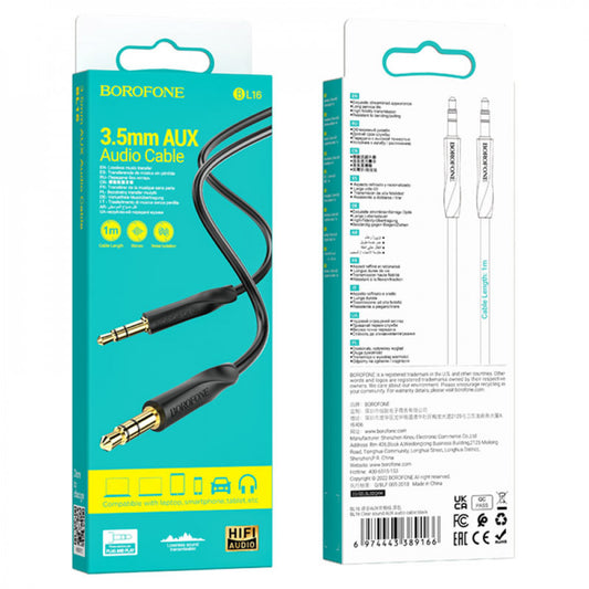 Aux cable (Male to Male) (1m) Borofone BL16 – Black