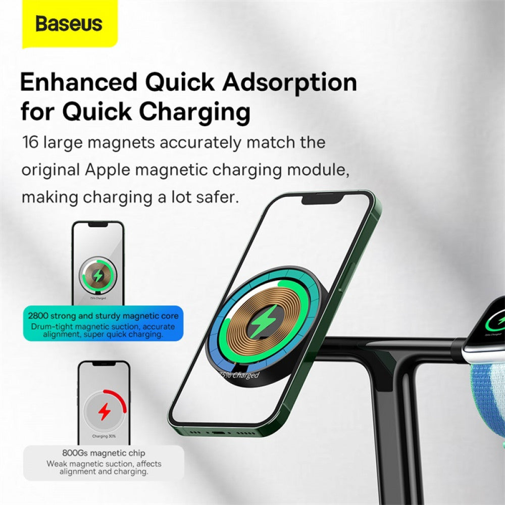 Magnetic Wireless Charger 20W Baseus (WXTE000101) Swan 3-in-1 – WXTE000101 Black