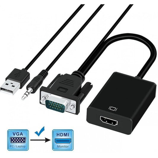 HDMI - VGA+AV Adapter Copper Black