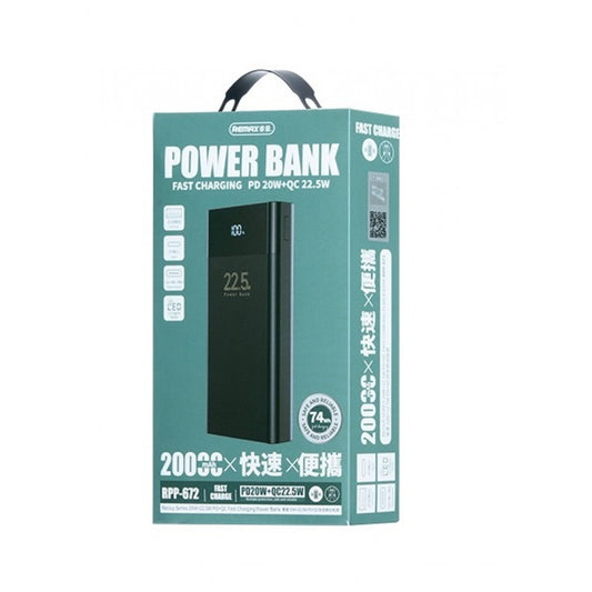 Power Bank 20000 mAh – Remax RPP-672 20W+22.5W Fast charging – Black
