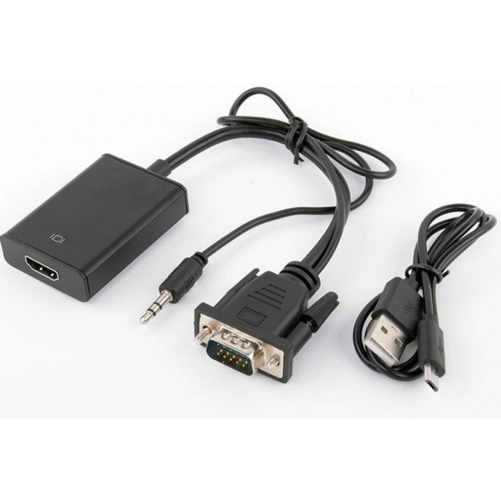 HDMI - VGA+AV Adapter Copper Black