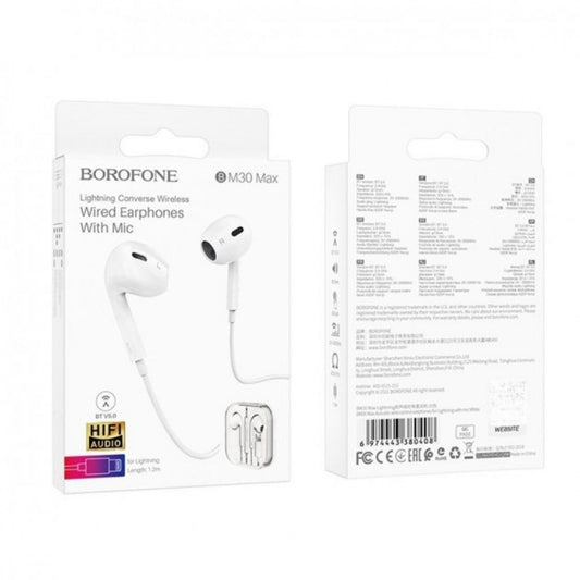 Lightning headphones with microphone Borofone BM30 Max Acoustic – White