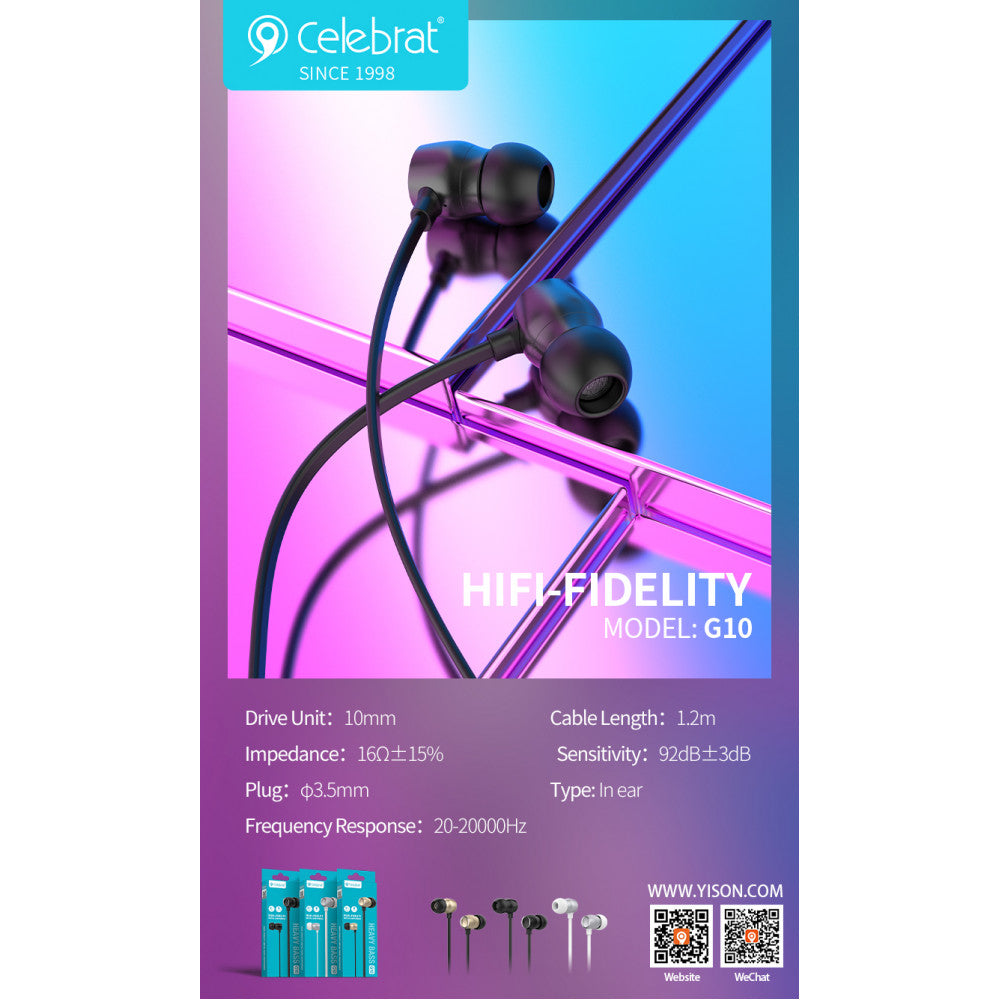 Headphones with microphone 3.5mm Celebrat G10 – Black