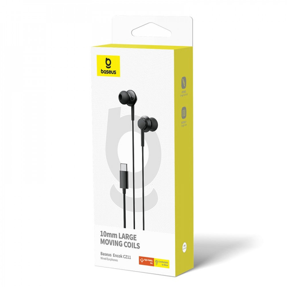 Type C headphones with microphone – Baseus CZ11 – A00164300113-Z1 Black