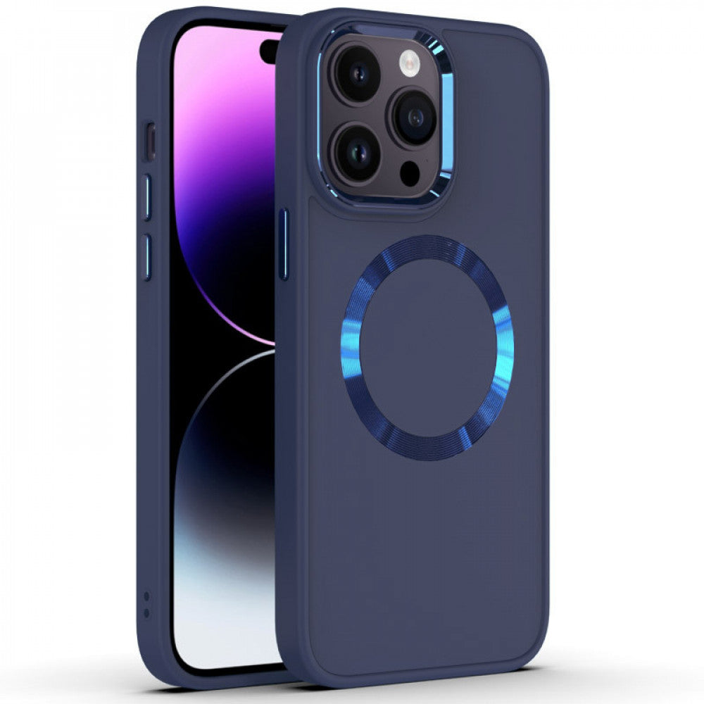 Metal Style Case With MagSafe iPhone 15 Pro — Navy Blue