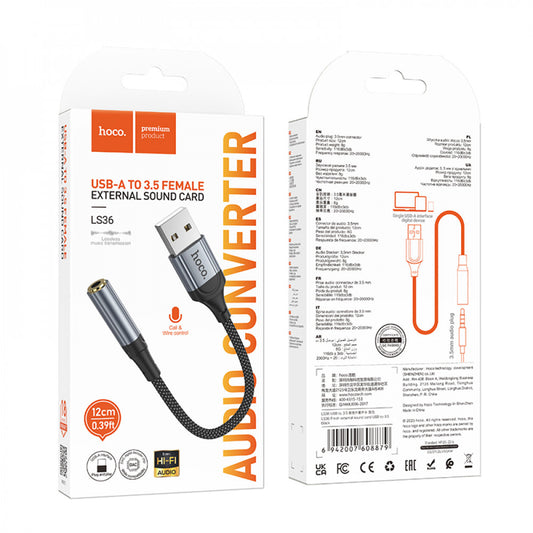 Adapter USB A To 3.5 Hoco LS36 – Black