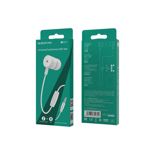 Headphones with microphone 3.5mm – Borofone BM31 Mysterious – White