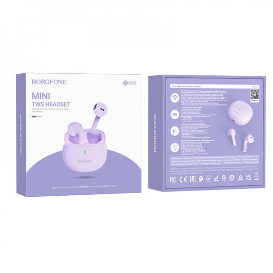 Bluetooth headset TWS Borofone BW33 Handsome – Dream Purple