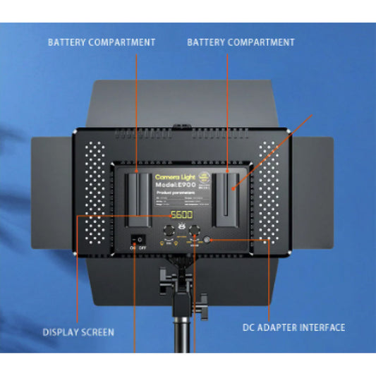 Video light lamp LED E900 with display 30x17 cm 896 Lights 3000K-6500K Remote (from the network, batteries are not included)