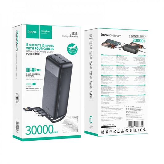 Power Bank 30000 mAh | PD20W+QC3.0 — Hoco J163B — Black