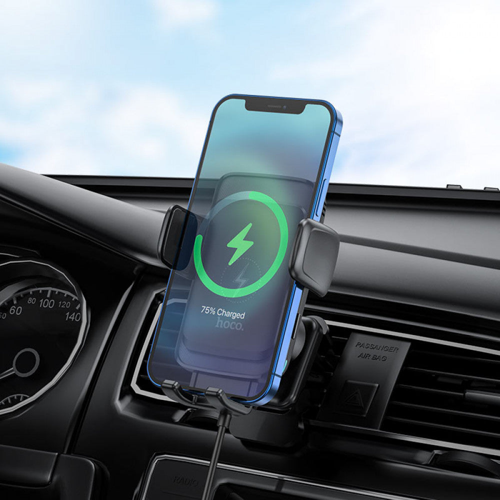 Car Holder Hoco S35 Smart alignment wireless charging – Black