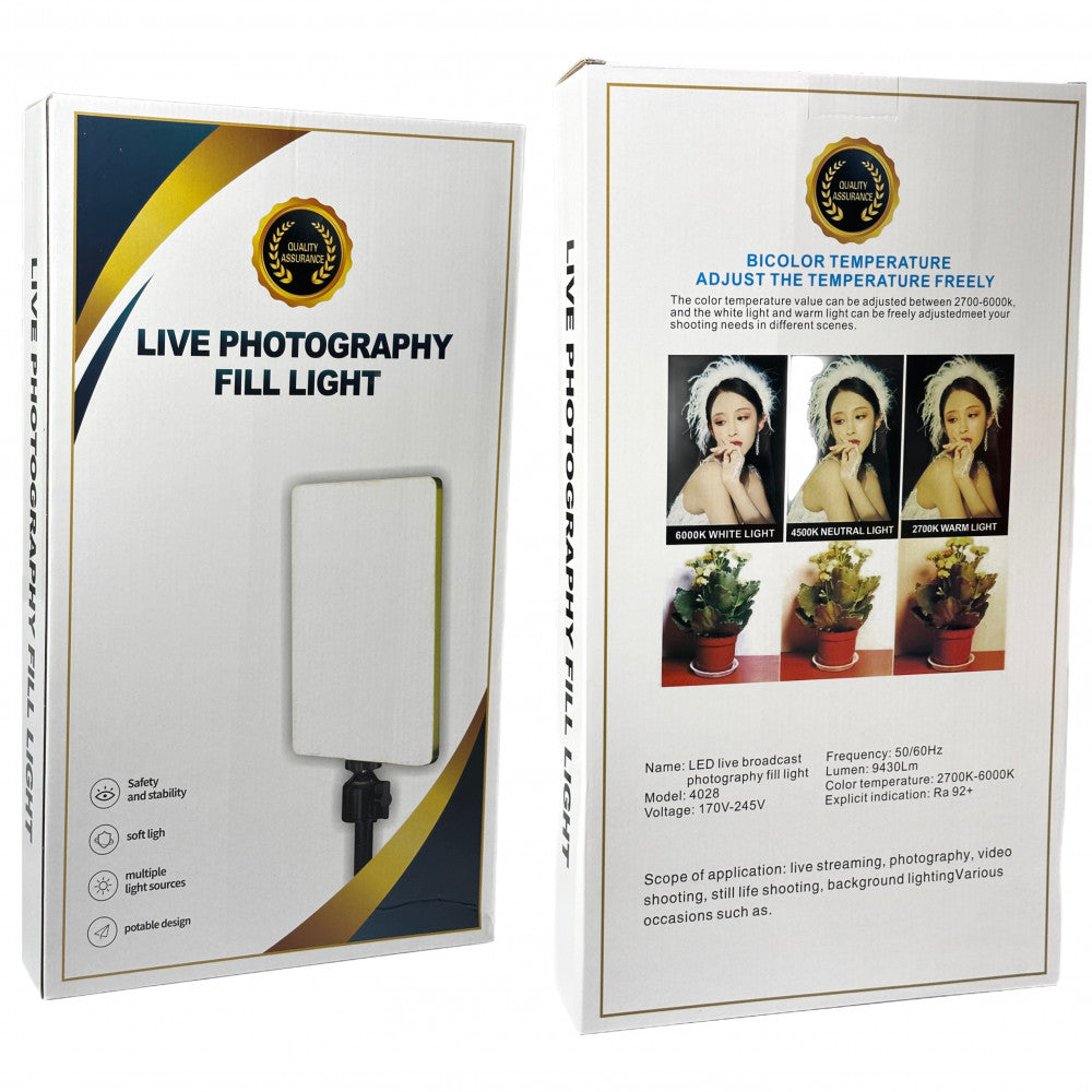 Video light lamp LED 4028 40x28 cm 204, Lights 2700K-6000K