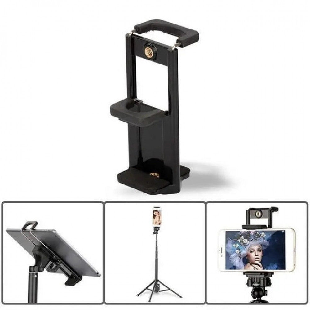 Universal holder-clamp for phone and tablet on tripod and monopod tablet clamp