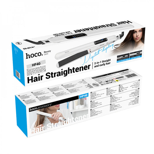 Straightener for straight and curly hair Hoco HP41 - White