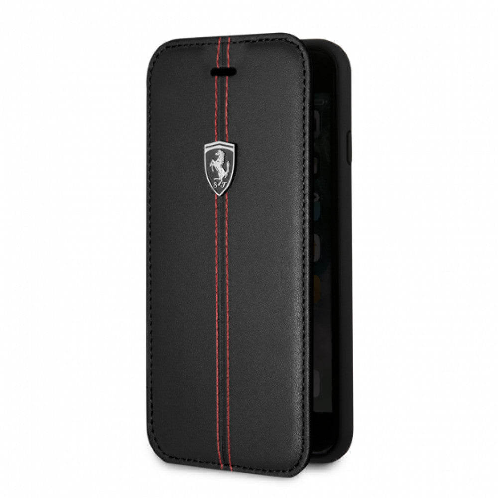 Book Cases Ferrari Heritage Book Type Case With Vertical Contrasted Stripe iPhone 7 Plus; 8 Plus Black