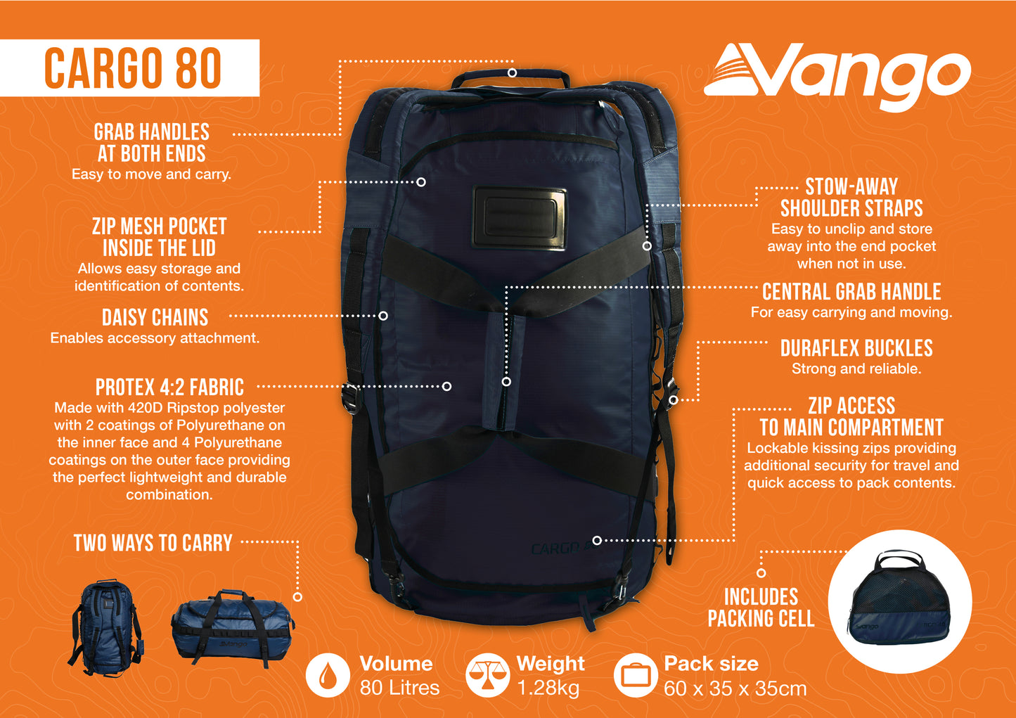 Travel bag Vango Cargo 80 Moonlit Ocean (RUUCARGO0000006)