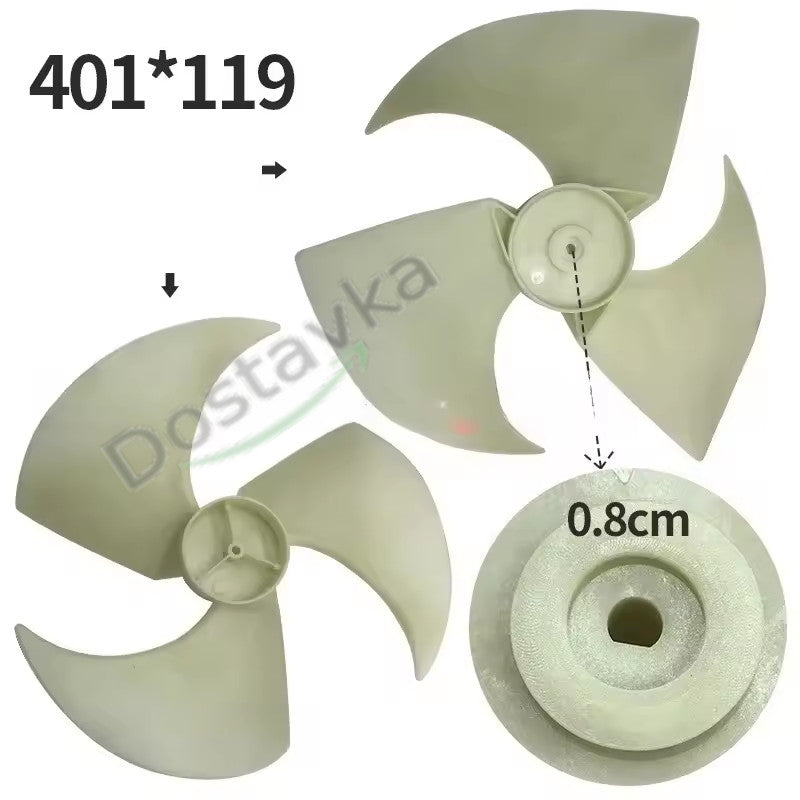 Impeller of the outdoor unit for air conditioning. D=401mm, H=119mm, D of the rod= 8mm (counterclockwise) black