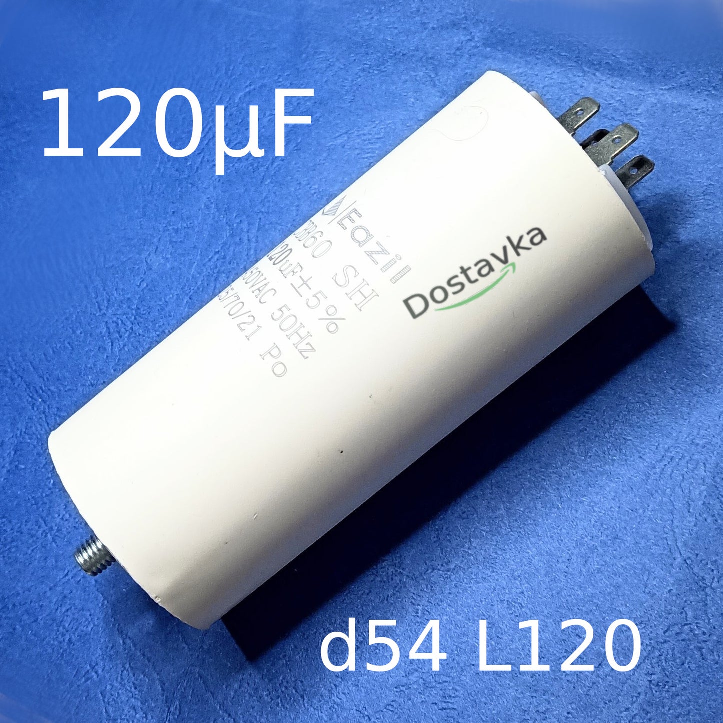 Capacitor 120µF polymer d54 L120 (bolt thread 8mm) 4-pin