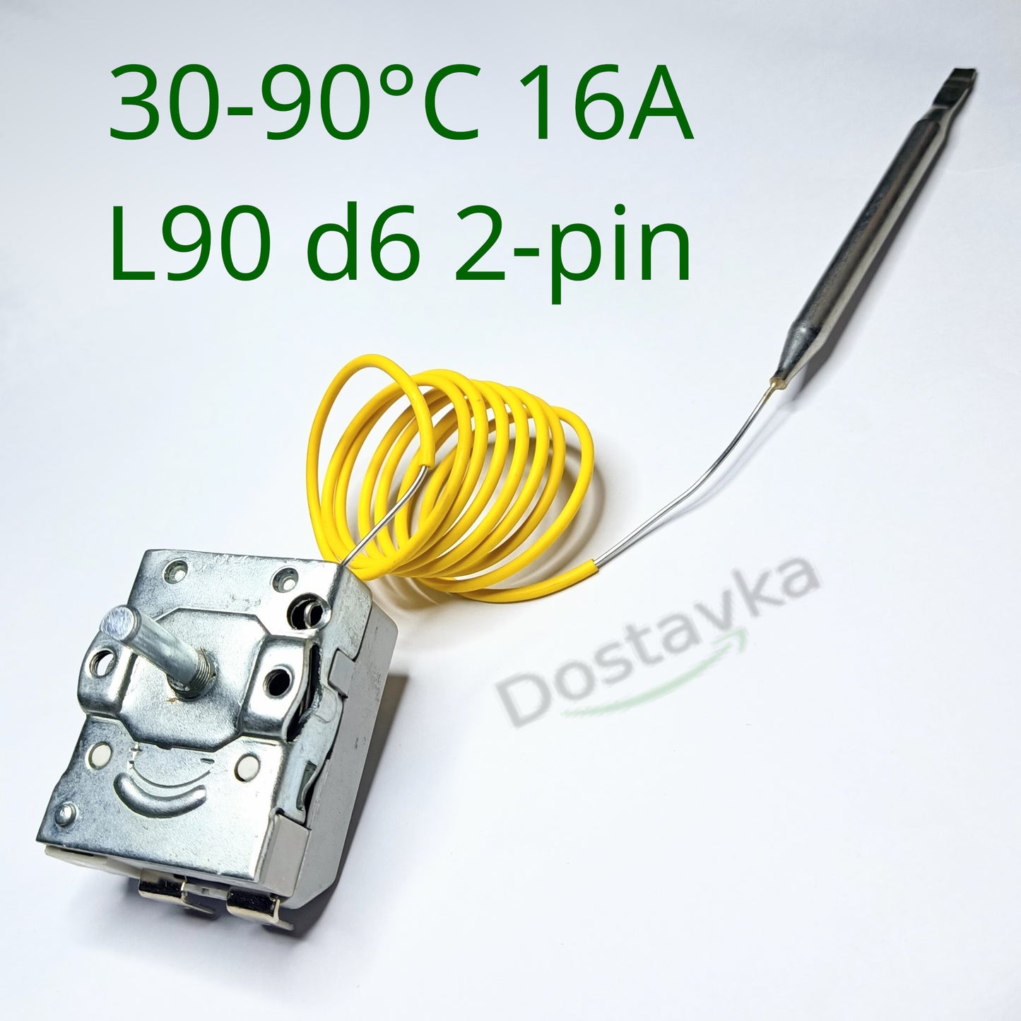 2-pin water heater temperature controller with tube L90 d6 range 30-90°C power 16A