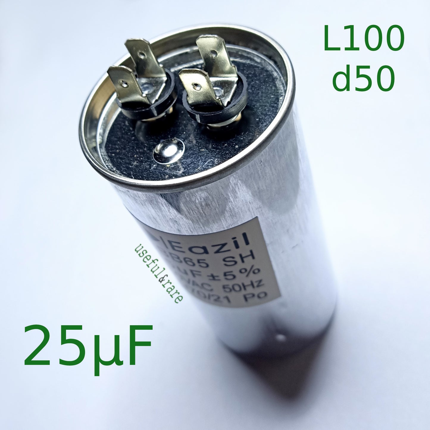 Capacitor CBB65 25 μF 450V 2*2-pin L100 d50 metal