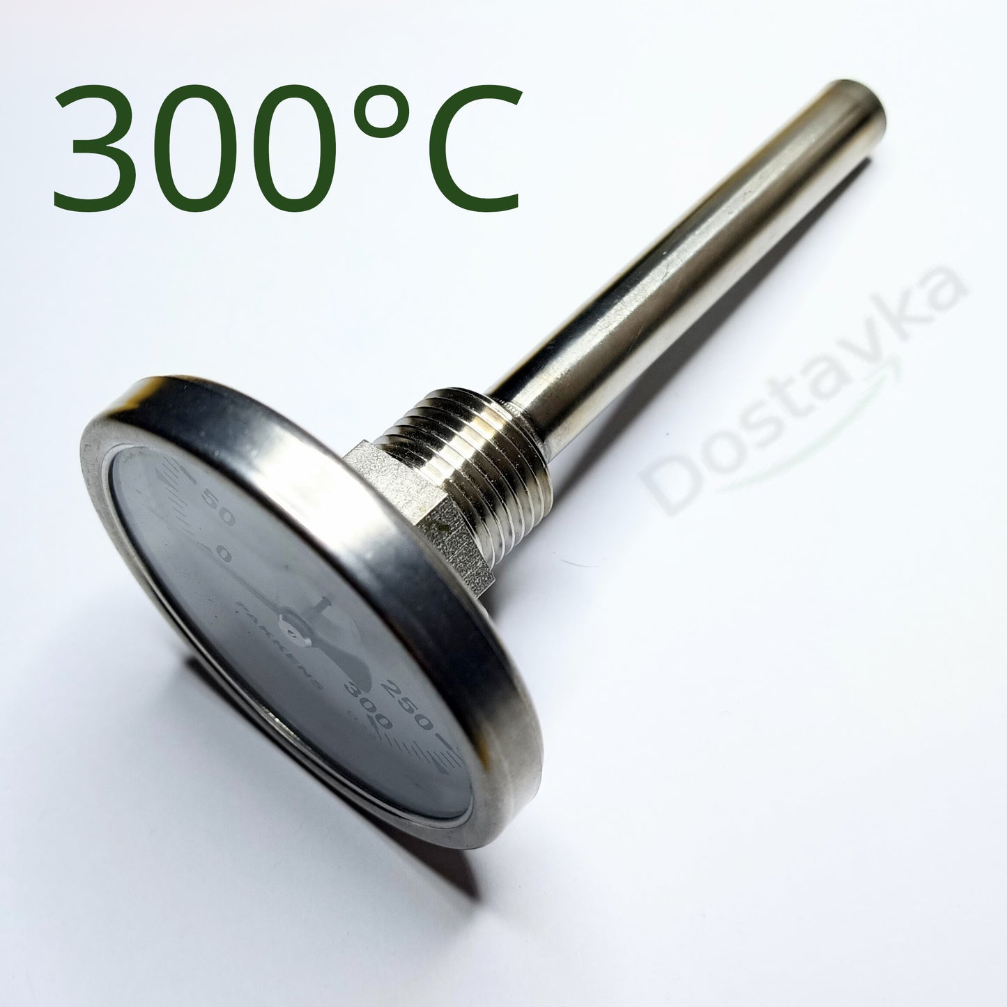 Bimetallic Thermometer ø63mm 300°C 100mm Stem 1/2" (20mm) Thread