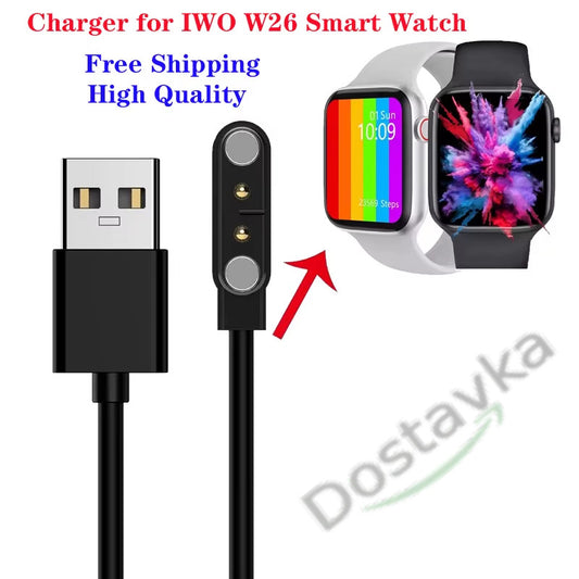 2pin Magnetic Adapter USB Cable for Charging Smart Watch iWO W26