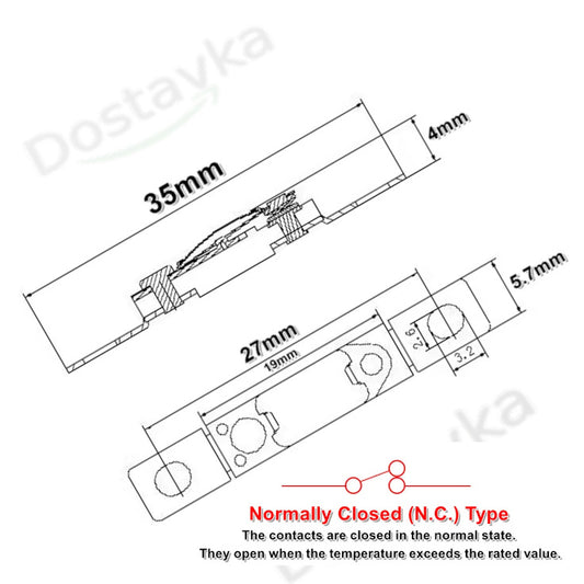 Heating equipment Normally closed fuse cut-off switch 60°C-160°C