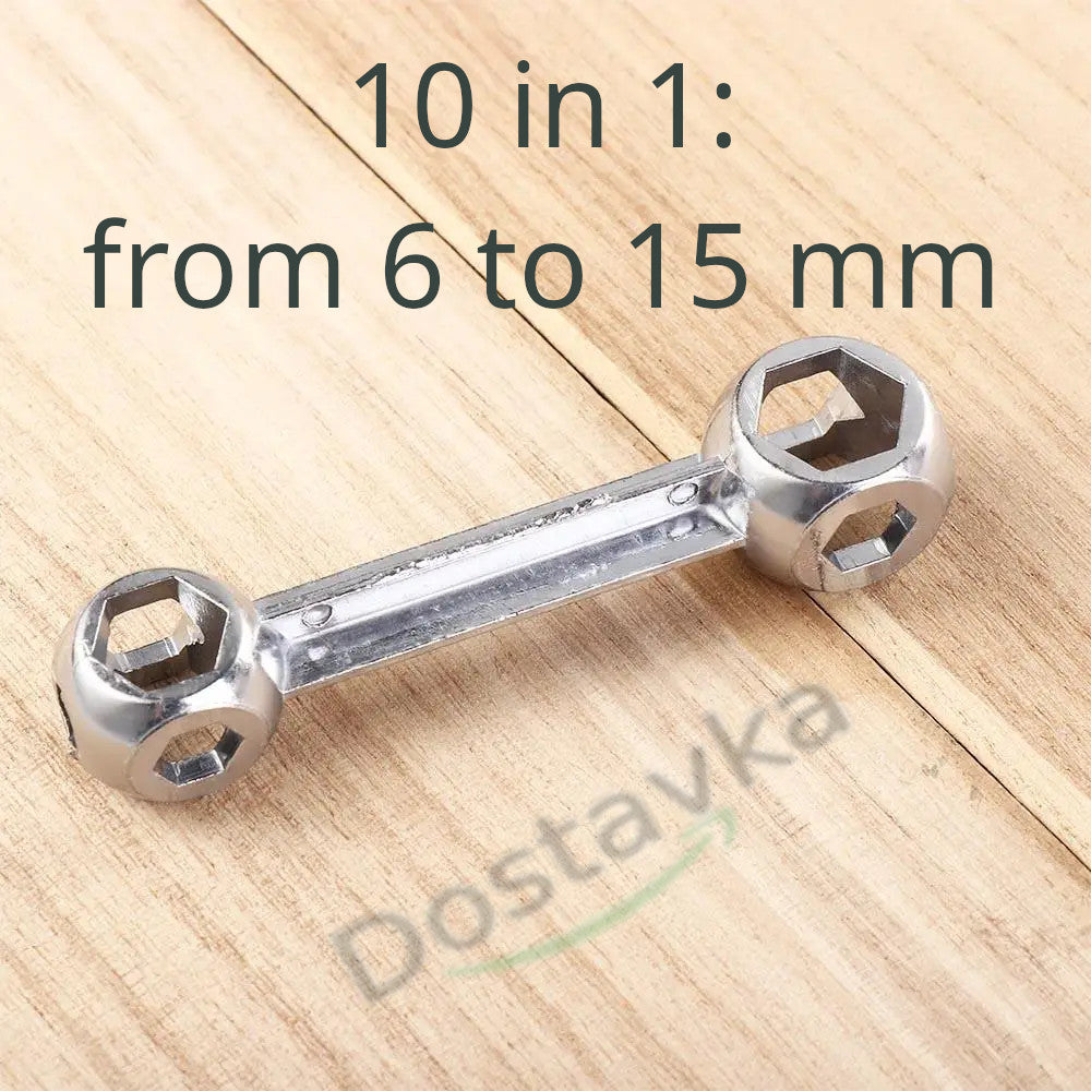 Dogbone Shaped Universal Bicycle Repair Wrench (10 in 1: 6 to 15)