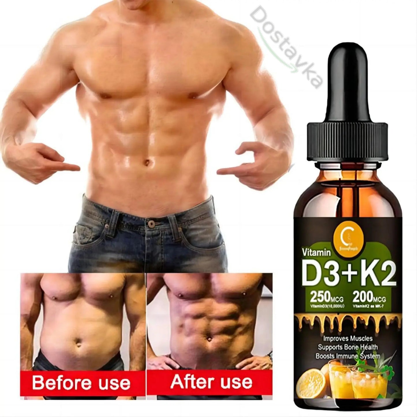 Vitamin D3 K2 Capsules - 20,000 IU for Healthy Bones, Teeth and Cardiovascular Health