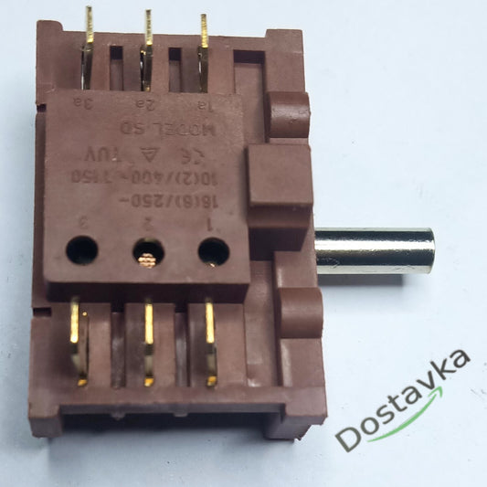 4 Mode 6-Pin Oven Rotary Selector Switch 16A T150 AC (Metal Shaft)
