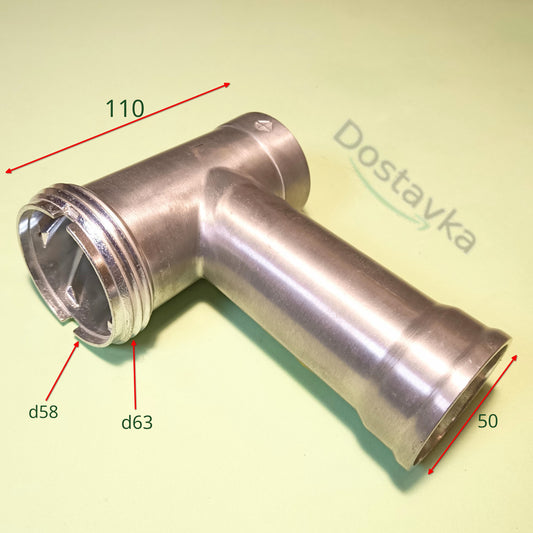 Тубус корпус шнека L111 d63 мясорубки Delfa, Rainford 816, 819 под 4-ре защелки