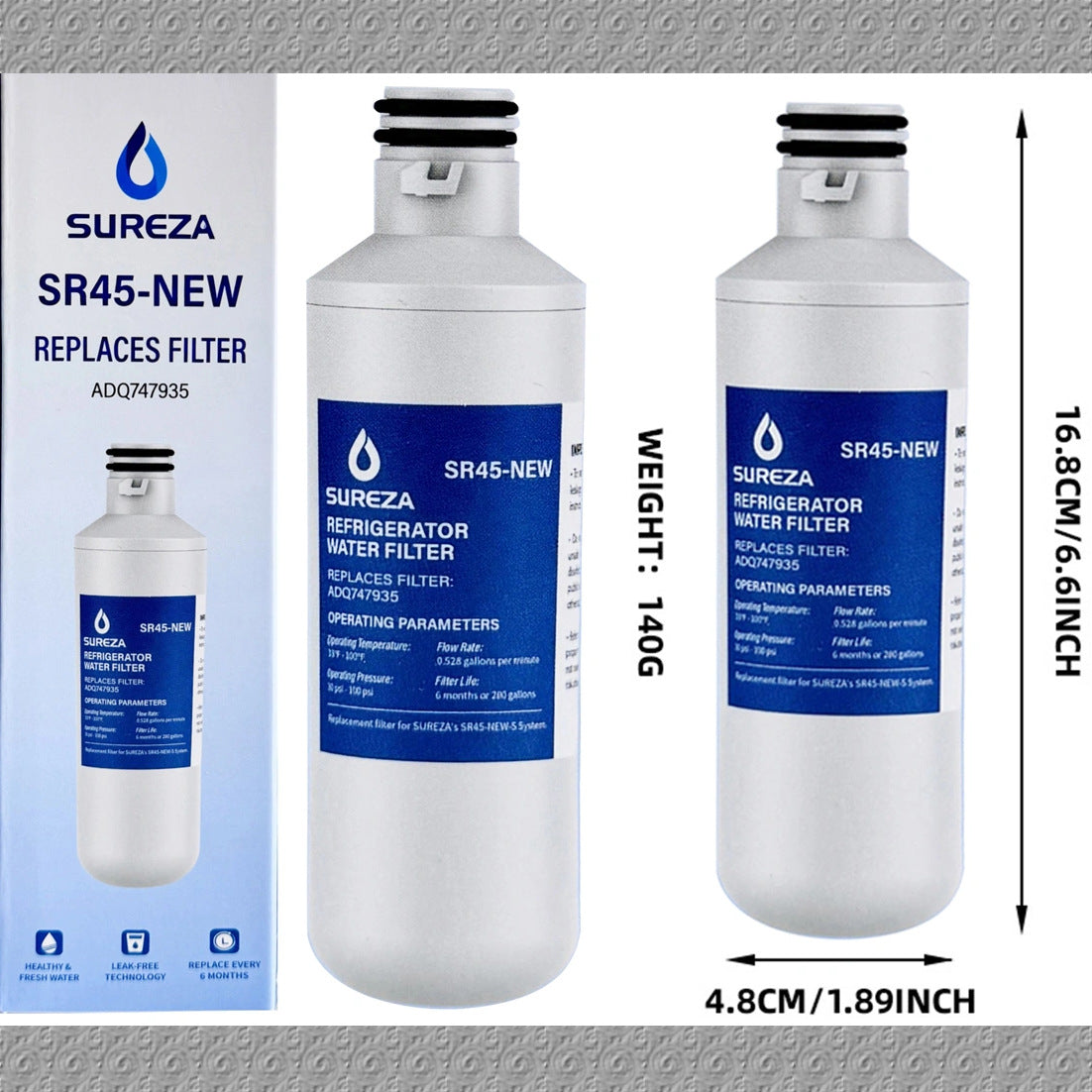 LG Refrigerator Water Filter (ADQ74793501, LT1000P)