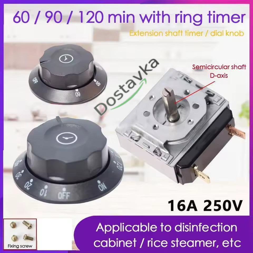 60 minutes 2-pin microwave oven bell timer (cut handle rod 6 mm)