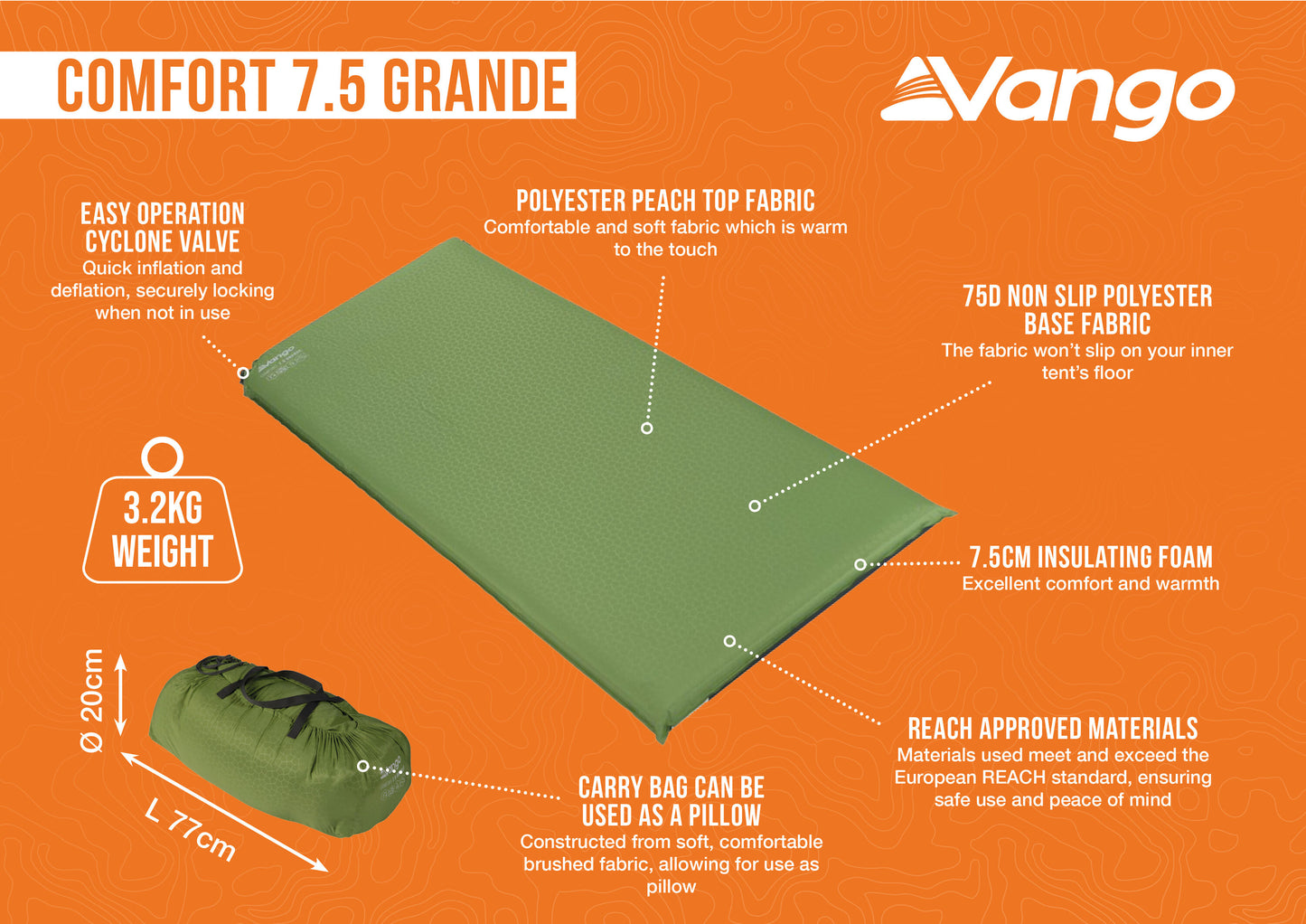 Kilimok self-inflating Vango Comfort 7.5 Grande Herbal (SMQCOMFORH09M1K)