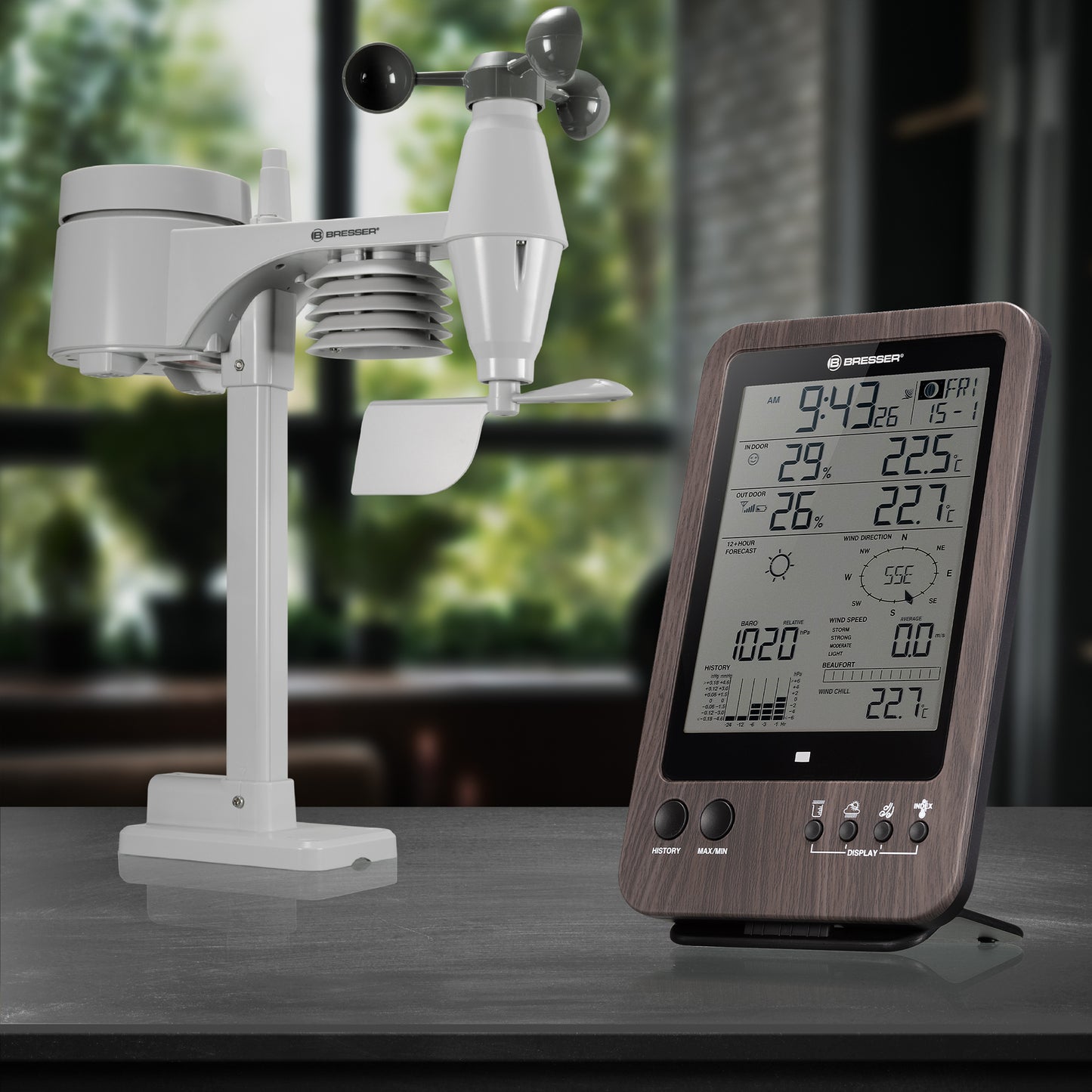 Weather station Bresser Weather Center 5-in-1 WTW Brown (7002512)