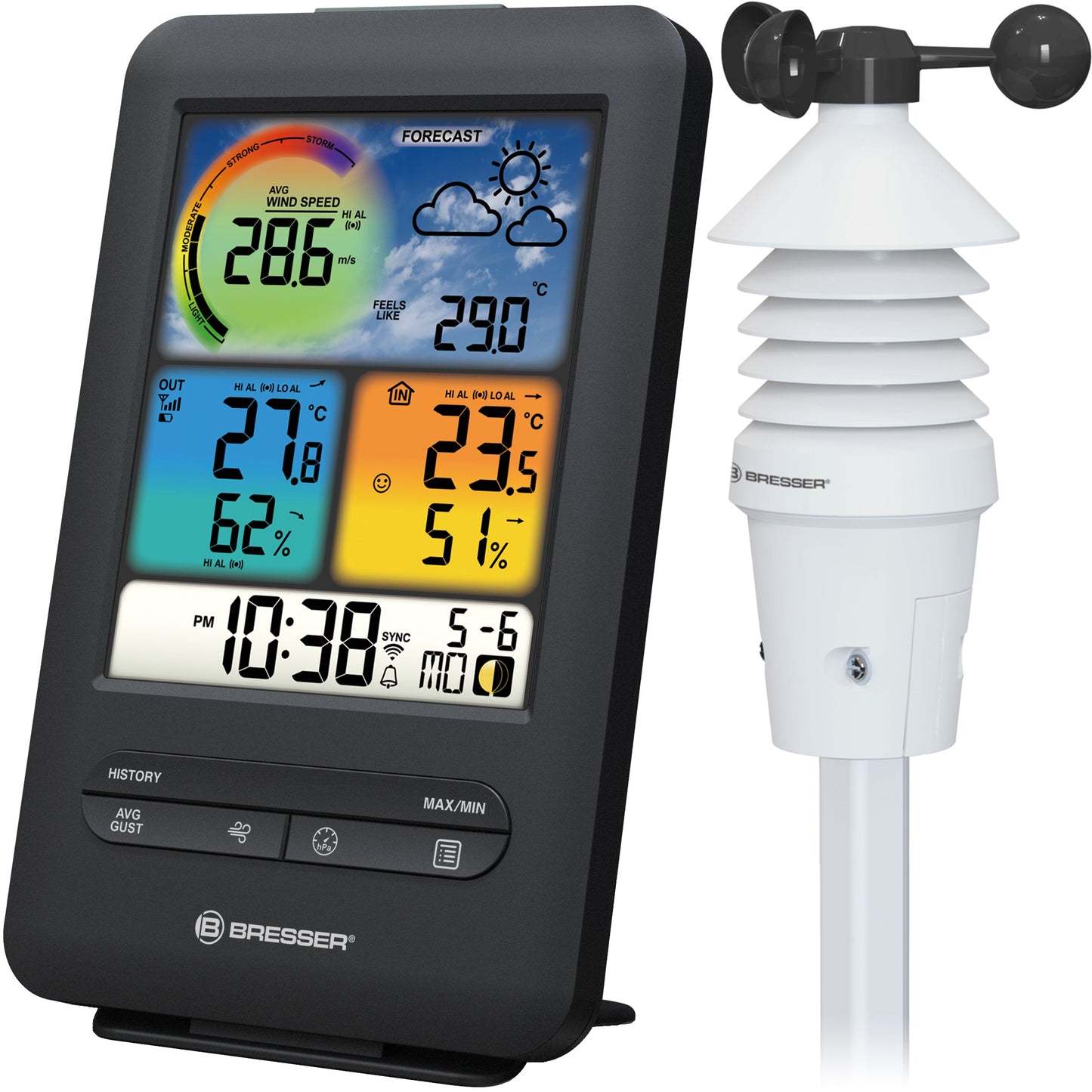 Weather station Bresser WIFI Color 4-in-1 UV_Light Sensor Black (7002534)