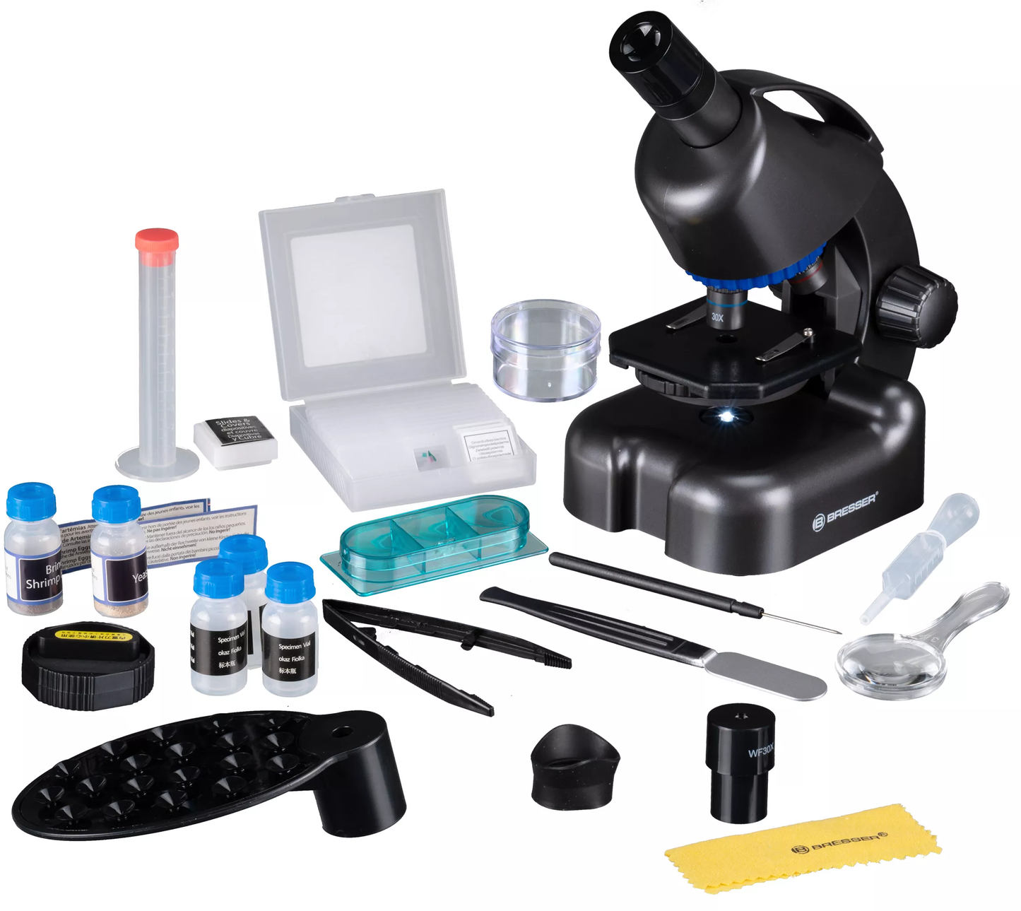 Microscope Bresser Junior CM-04 100x-900x Black with follow-up kit and adapter for smartphone (14951)